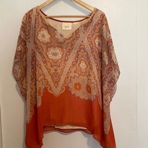 Maeve Anthropologie Silk Pancho Style Blouse